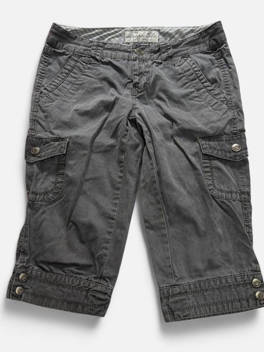 Y2k Aeropostale Women's Charcoal Gray Low Rise Cargo Capris